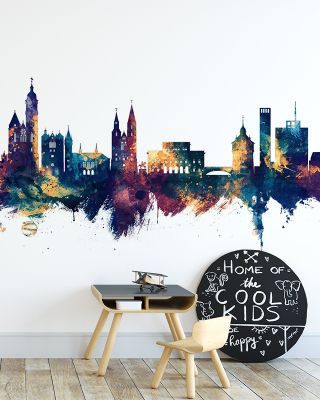 Braunschweig Germany Skyline Blue & Bronze Wallpaper