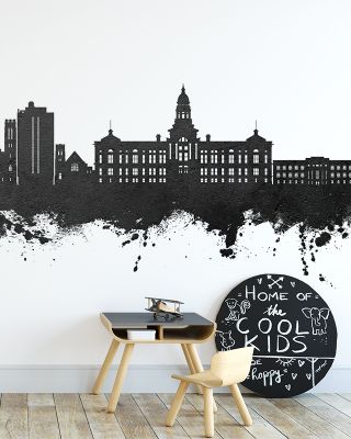 Cheyenne Wyoming Skyline Black & White Wallpaper