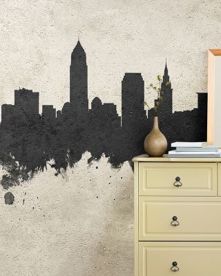 Cleveland Ohio Skyline Concrete Wallpaper