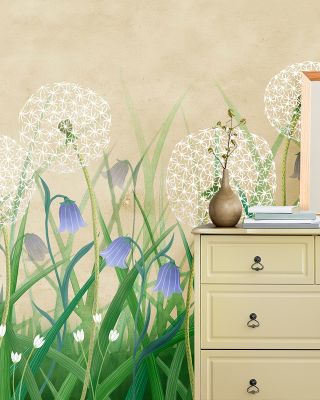 Dandelion Meadow, Sand Wallpaper