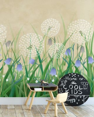 Dandelion Meadow, Sand Wallpaper