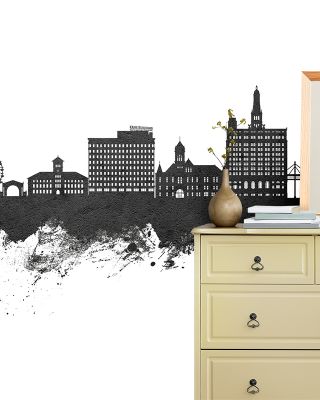 Davenport Iowa Skyline Black & White Wallpaper