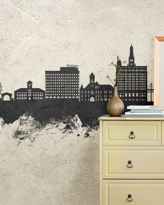 Davenport Iowa Skyline Concrete Wallpaper