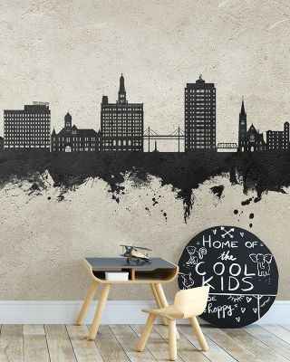 Davenport Iowa Skyline Concrete Wallpaper