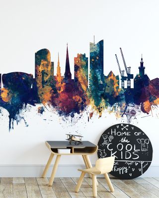 Dortmund Germany Skyline Blue & Bronze Wallpaper