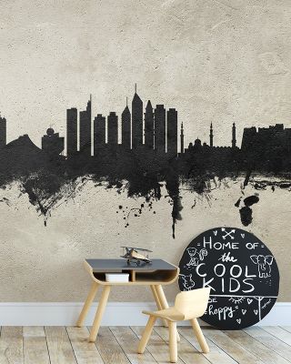 Dubai Skyline Concrete Wallpaper