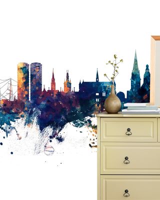Dundee Scotland Skyline Blue & Bronze Wallpaper