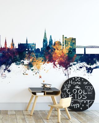 Dundee Scotland Skyline Blue & Bronze Wallpaper
