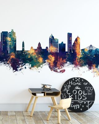 Durban South Africa Skyline Blue & Bronze Wallpaper