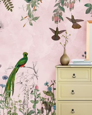 Fields of Birds and Flowers Wallpaper
