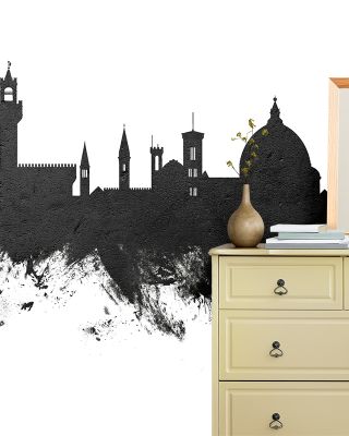 Florence Italy Skyline Black & White Wallpaper