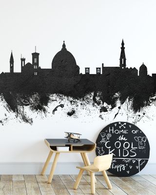 Florence Italy Skyline Black & White Wallpaper