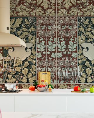 Flowers and Berries Red Wallpaper