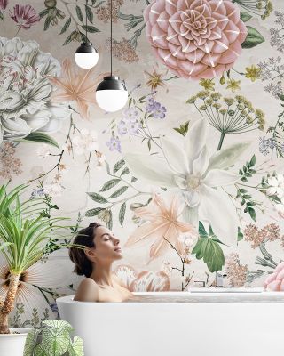 Flowers and Stripes Wallpaper