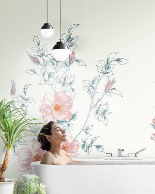Flowers on White X Wallpaper