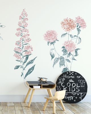 Flowers on White X Wallpaper