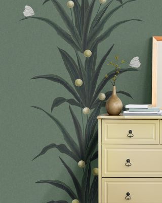 Foliage & Butterflies - Sage Wallpaper