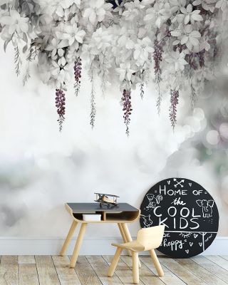 Gentle Wisteria Garden Purple Wallpaper