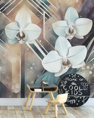 Geometry and Orchids Wallpaper
