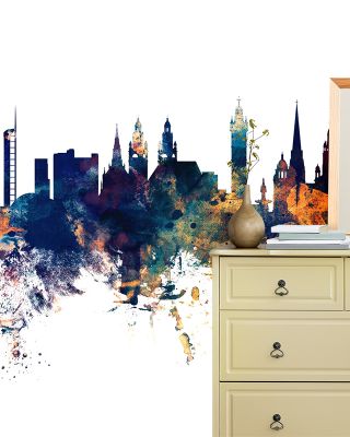 Glasgow Scotland Skyline Blue & Bronze Wallpaper