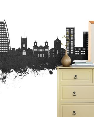 Kingston upon Thames England Skyline Black & White Wallpaper