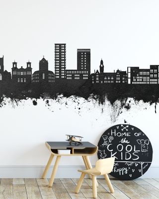 Kingston upon Thames England Skyline Black & White Wallpaper