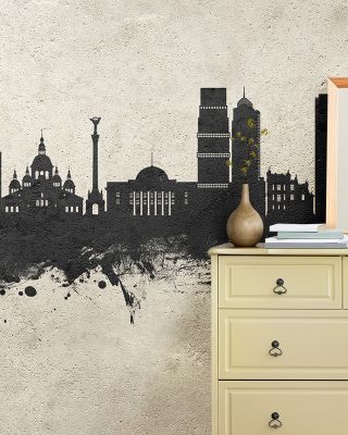 Kyiv Ukraine Skyline Concrete Premium Wallpaper Mural