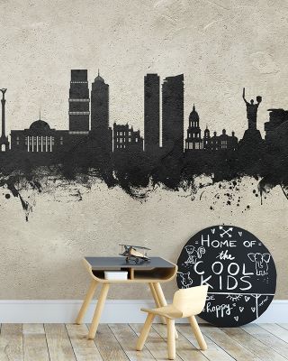Kyiv Ukraine Skyline Concrete Premium Wallpaper Mural