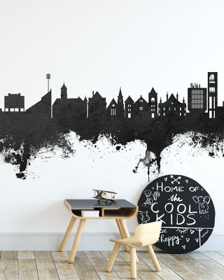 Lawrence Kansas Skyline Black & White Wallpaper