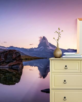 Matterhorn Reflections Pink Wallpaper