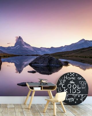 Matterhorn Reflections Pink Wallpaper