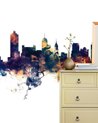 Memphis Tennessee Skyline Blue & Bronze Wallpaper