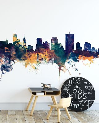 Memphis Tennessee Skyline Blue & Bronze Wallpaper