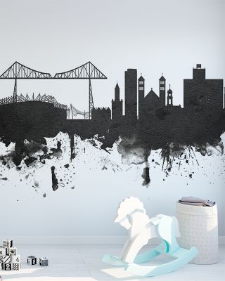 Middlesbrough England Skyline Black & White Wallpaper