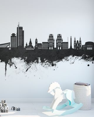 Minsk Belarus Skyline Black & White Wallpaper