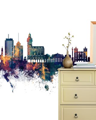 Montevideo Uruguay Skyline Blue & Bronze Wallpaper