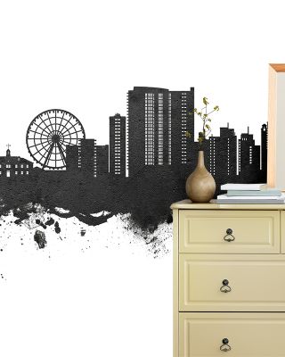 Myrtle Beach South Carolina Skyline Black & White Wallpaper Mural