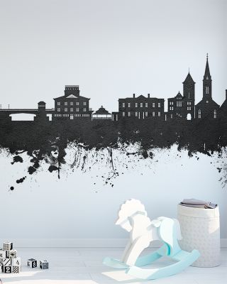 New Bern North Carolina Skyline Black & White Wallpaper