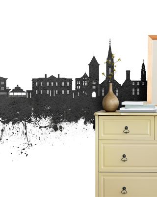New Bern North Carolina Skyline Black & White Wallpaper