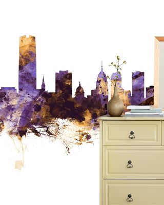 Oklahoma City Skyline Purple & Gold Wallpaper