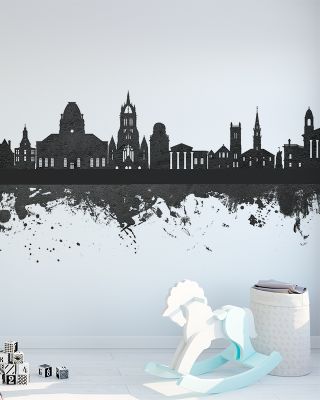 Paisley Skyline Black & White Wallpaper