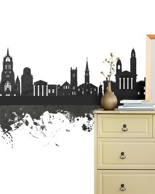 Paisley Skyline Black & White Wallpaper