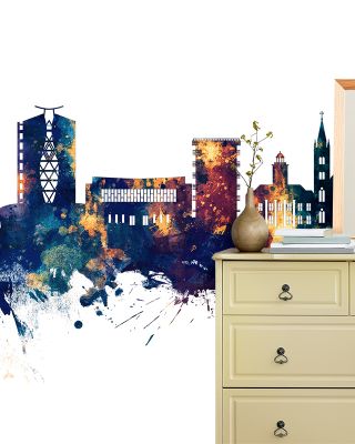 Paramaribo Suriname Skyline Blue & Bronze Wallpaper Mural