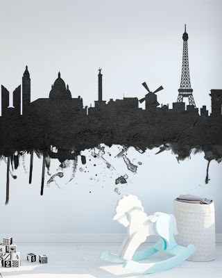 Paris Skyline Black & White Wallpaper