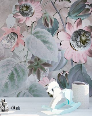 Passifloras Emerging Bright Red Wallpaper