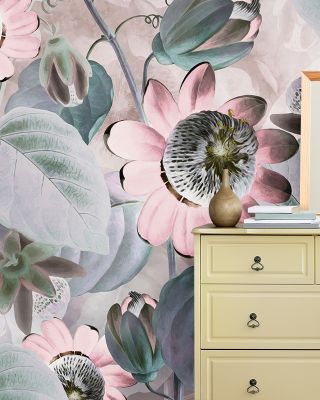 Passifloras Emerging Bright Red Wallpaper