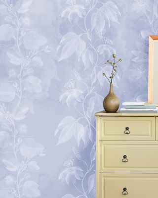 Pastal Blue Floral Wallpaper