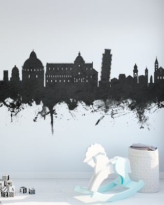Pisa Italy Skyline Black & White Wallpaper