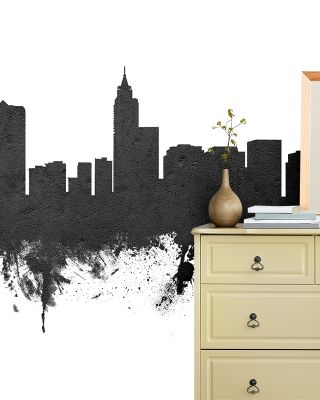 Raleigh North Carolina Skyline Black & White Wallpaper Mural