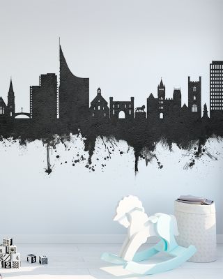 Reading England Skyline Black & White Wallpaper